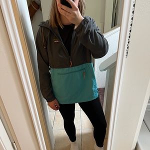 LL Bean Women's Color Block Windbreaker - Blue and Grey